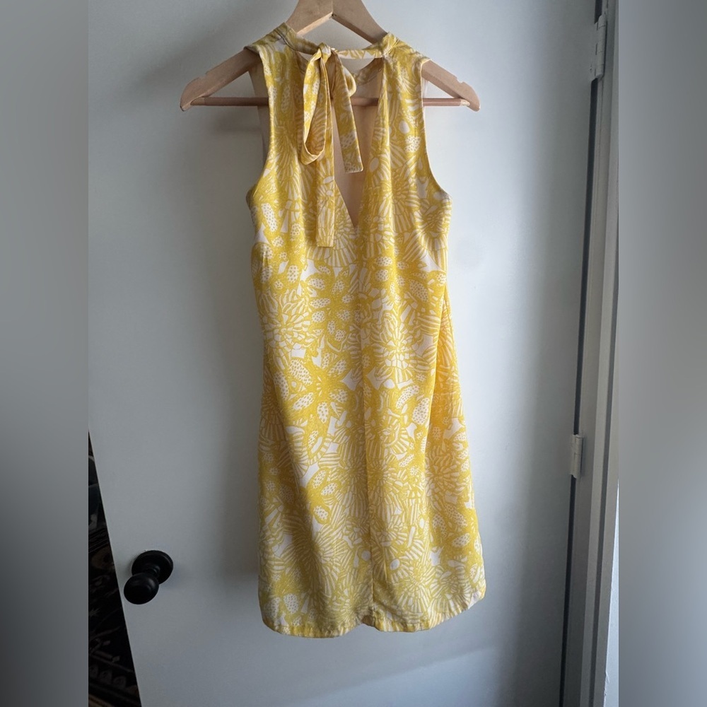 Yellow Retro 70s Boho Floral Babydoll Dress Size 8 Twiggy 60s style - Picture 3 of 5